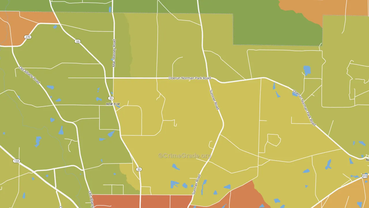 New Elm, GA Map of Burglary Rates