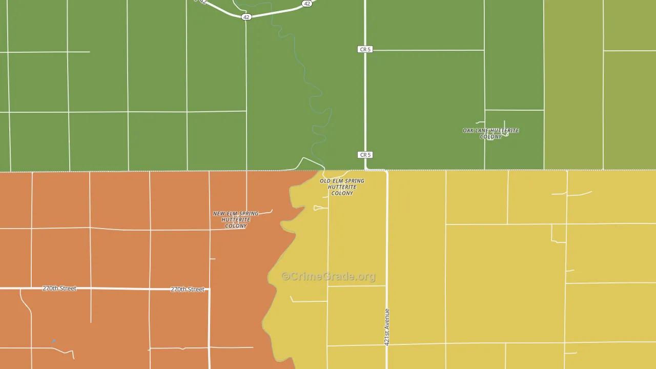 New Elm Springs Colony, SD Map of Burglary Rates