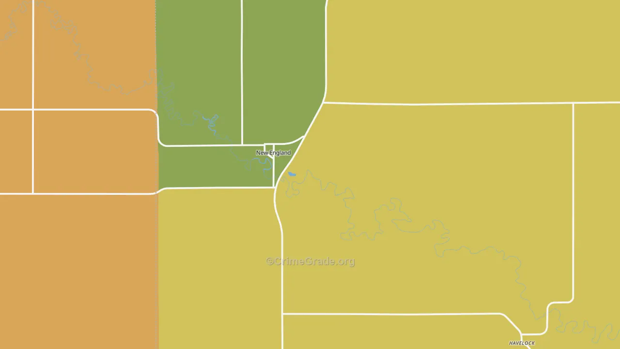 New England, ND Map of Burglary Rates