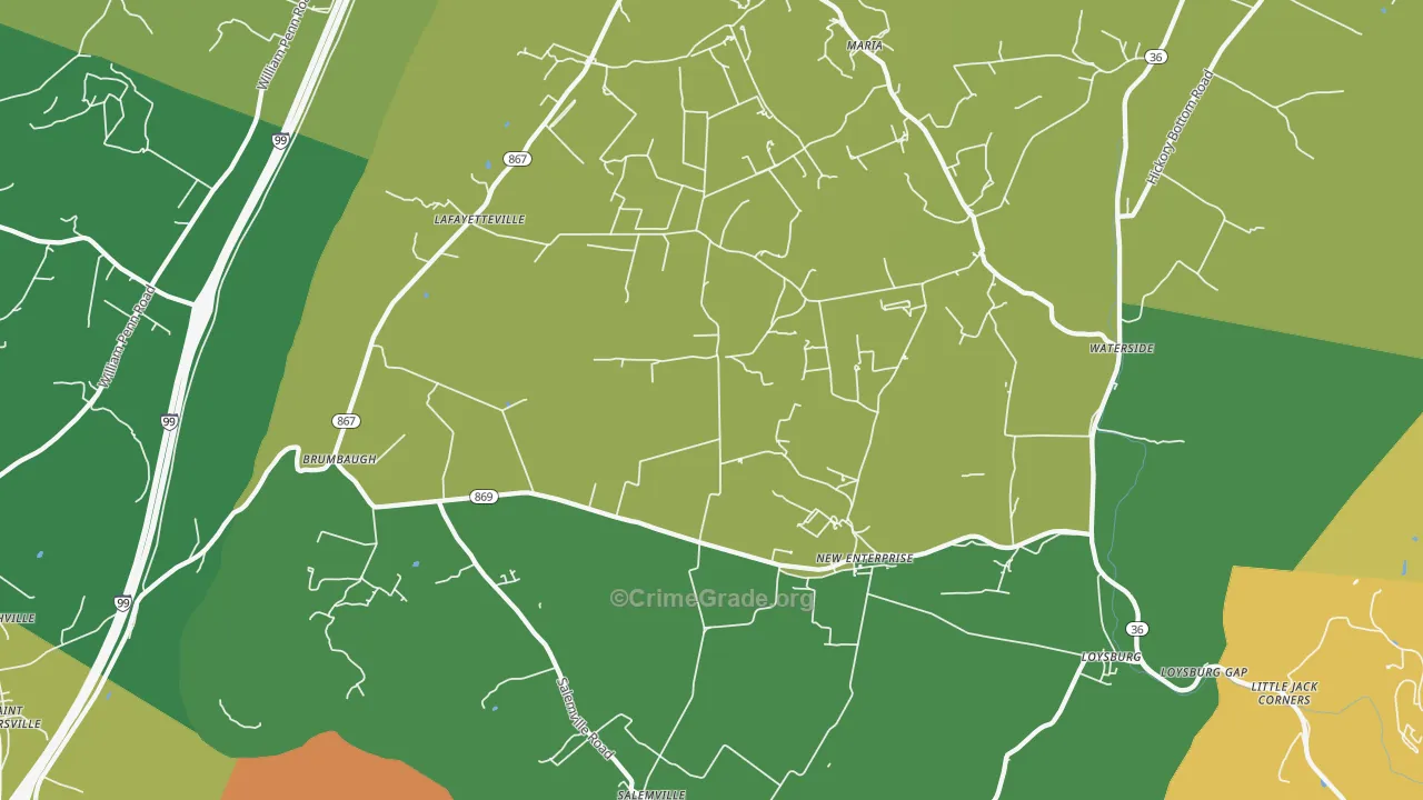 New Enterprise, PA Map of Burglary Rates