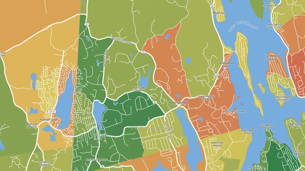 New Fairfield, CT Map of Burglary Rates