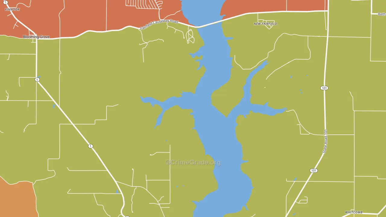New Fairfield, IN Map of Burglary Rates