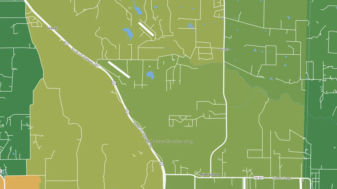 New Fairview, TX Map of Burglary Rates