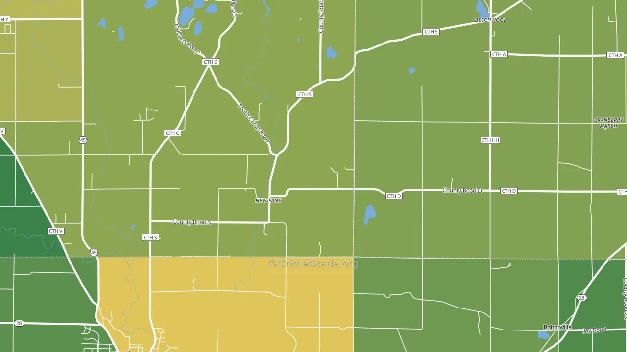 New Fane, WI Map of Burglary Rates