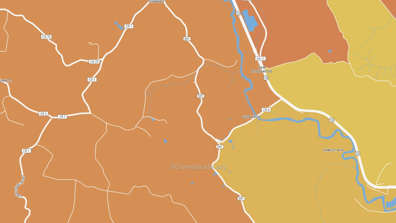 New Floodwood, OH Map of Burglary Rates