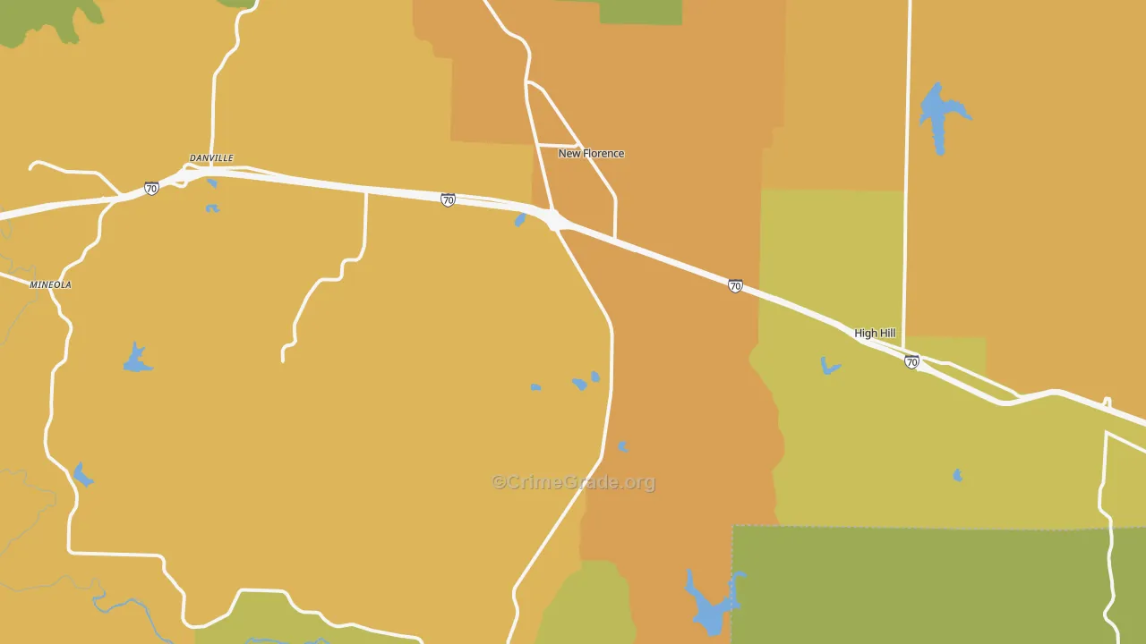 New Florence, MO Map of Burglary Rates