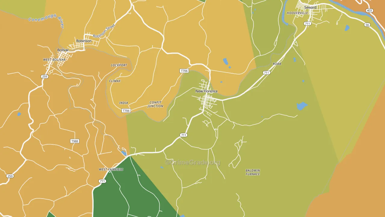 New Florence, PA Map of Burglary Rates