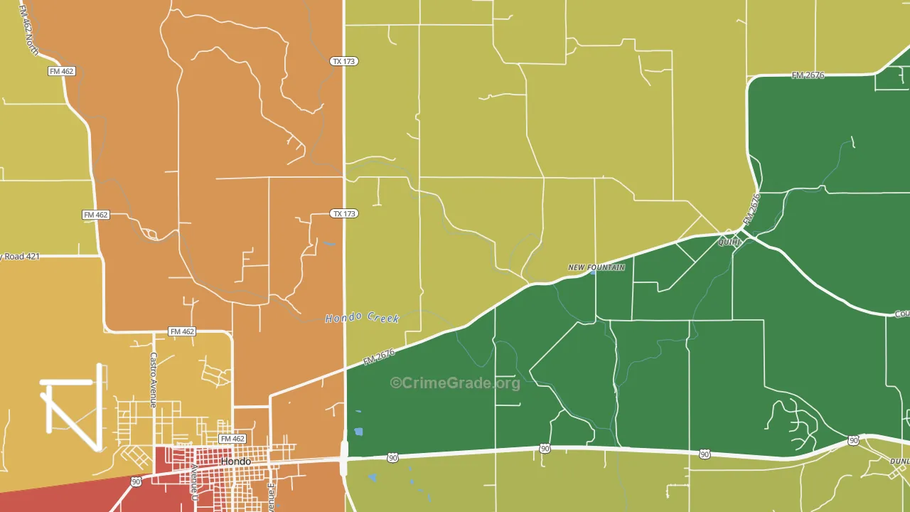 New Fountain, TX Map of Burglary Rates
