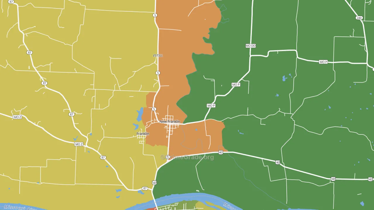 New Franklin, MO Map of Burglary Rates