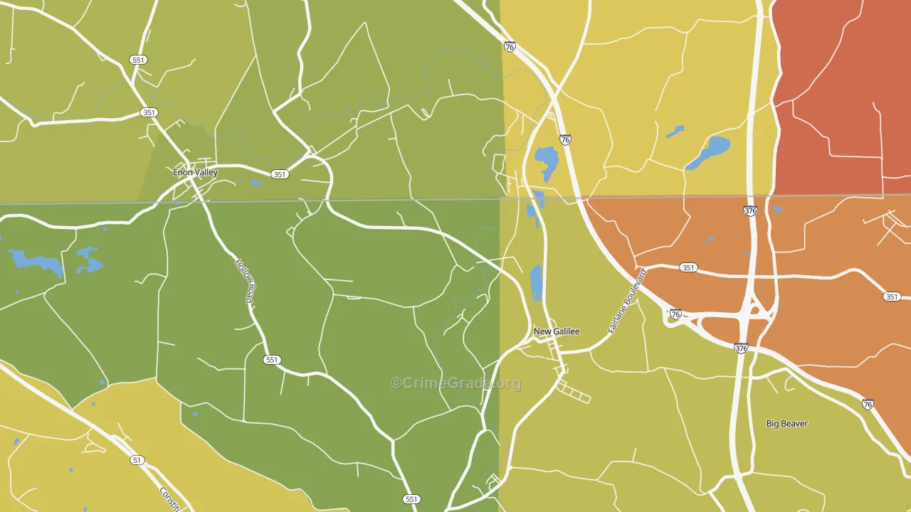 New Galilee, PA Map of Burglary Rates