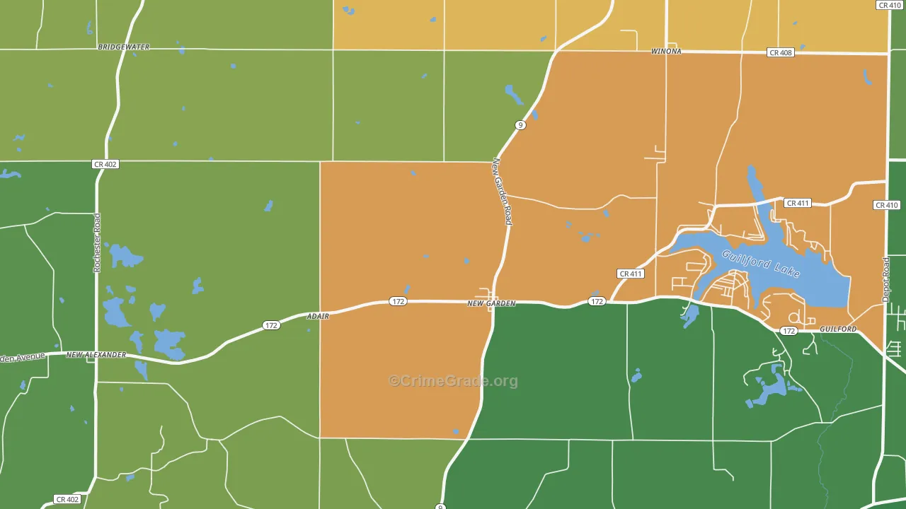 New Garden, OH Map of Burglary Rates