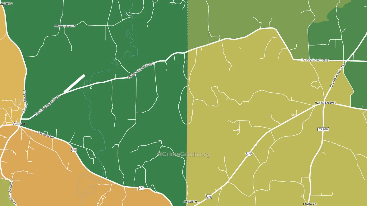 New Georgia, AL Map of Burglary Rates