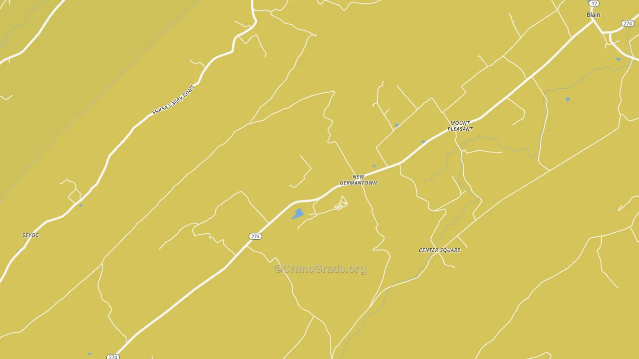 New Germantown, PA Map of Burglary Rates