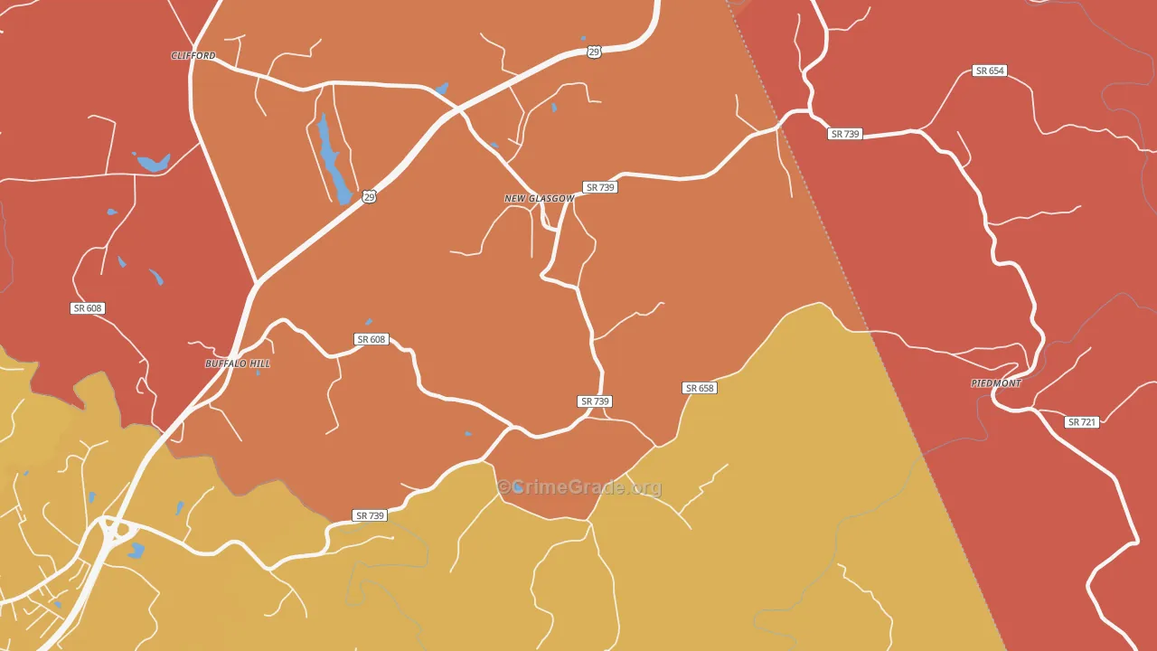 New Glasgow, VA Map of Burglary Rates