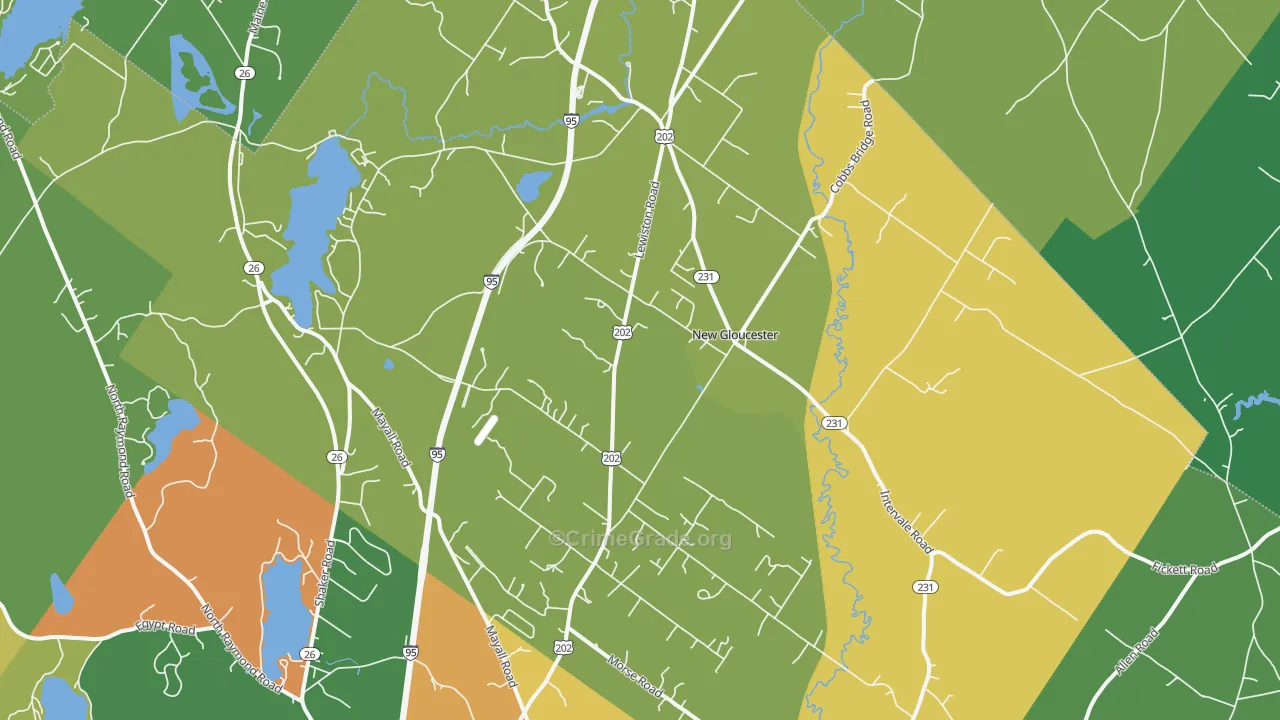 New Gloucester, ME Map of Burglary Rates