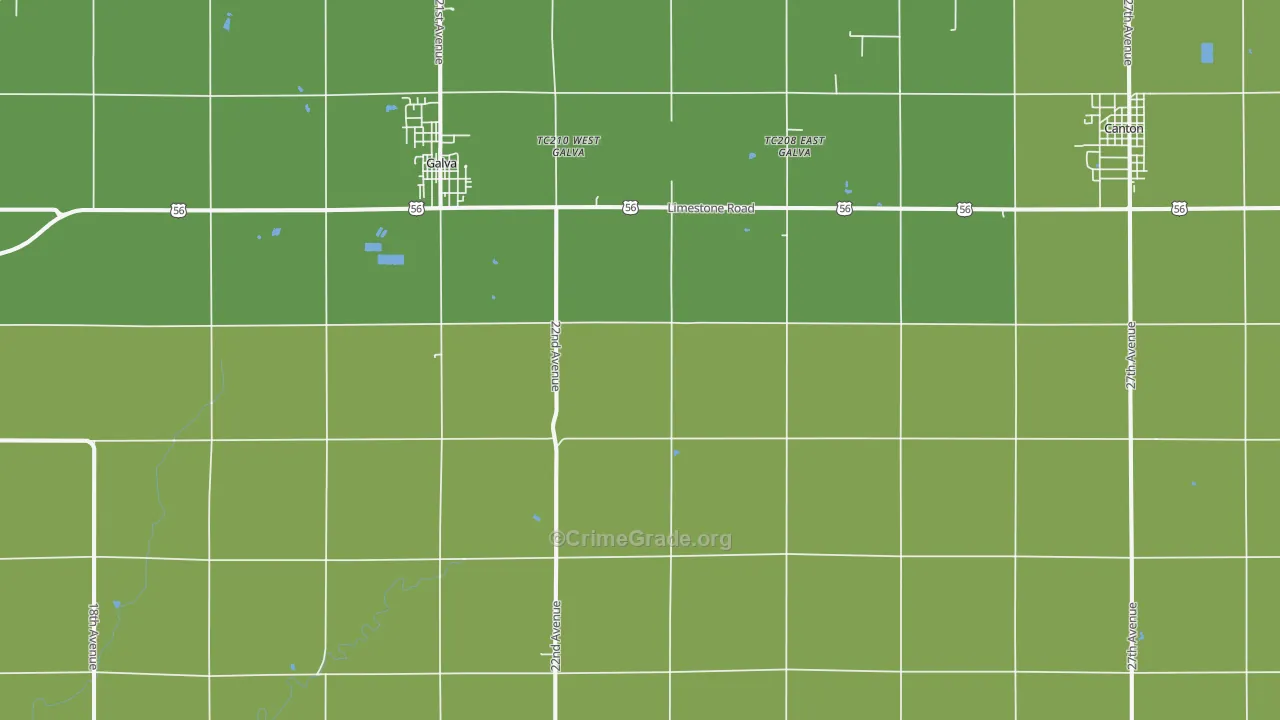 New Gottland, KS Map of Burglary Rates