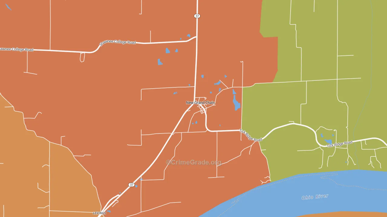 New Grand Chain, IL Map of Burglary Rates