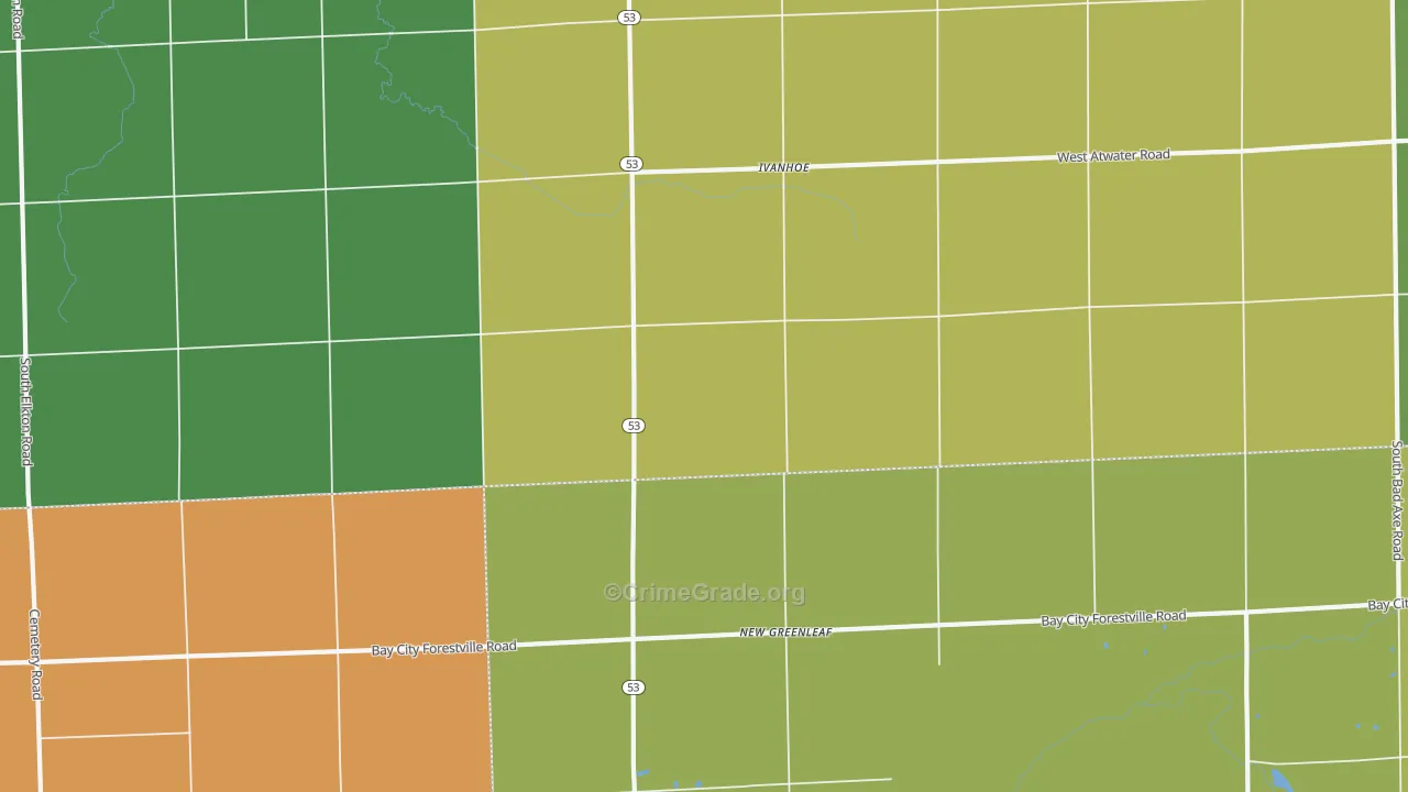New Greenleaf, MI Map of Burglary Rates