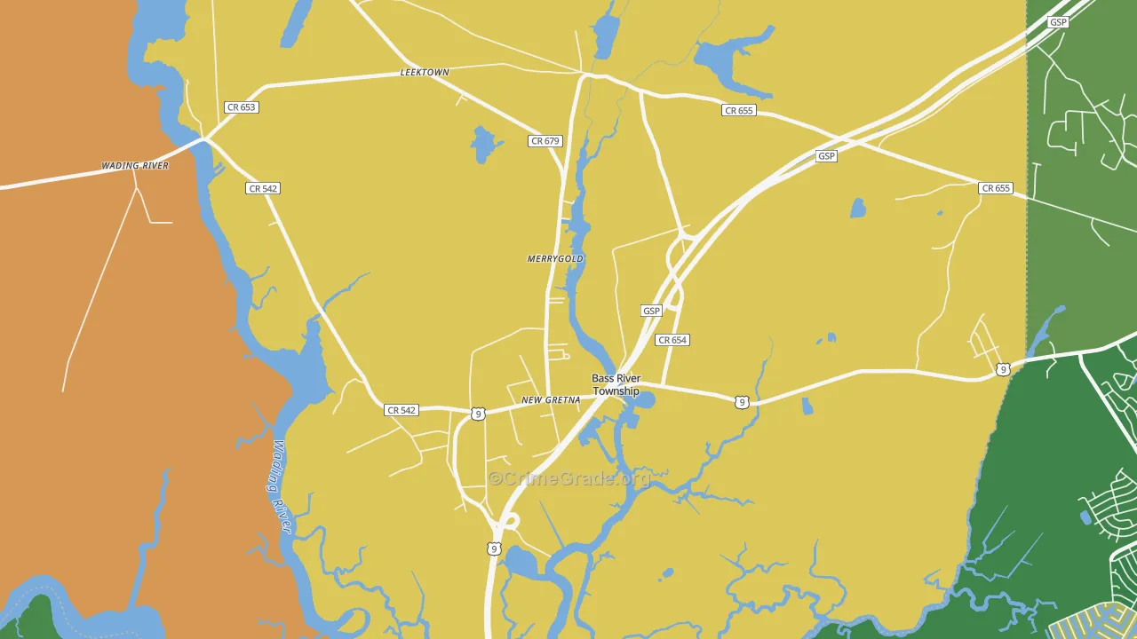 New Gretna, NJ Map of Burglary Rates