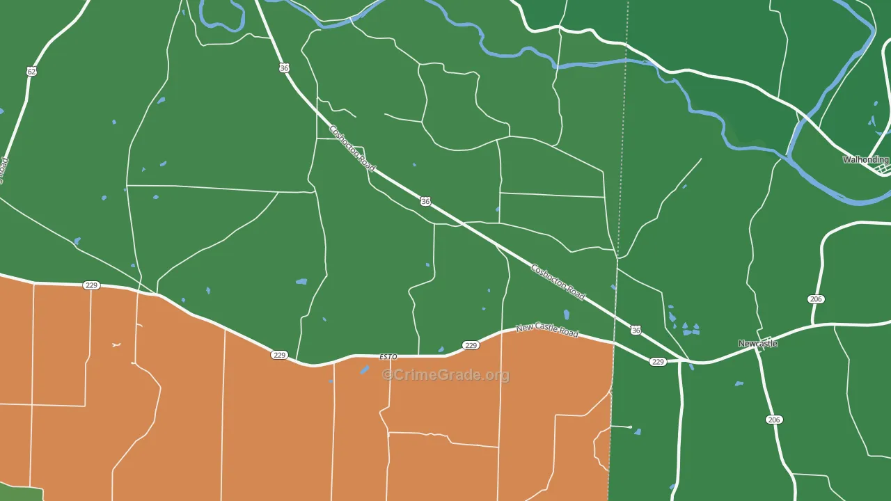 New Guilford, OH Map of Burglary Rates