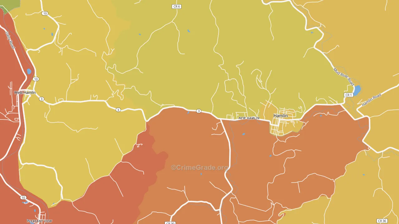 New Hamlin, WV Map of Burglary Rates