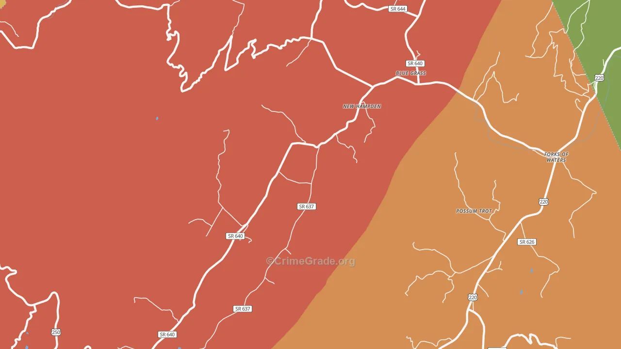 New Hampden, VA Map of Burglary Rates
