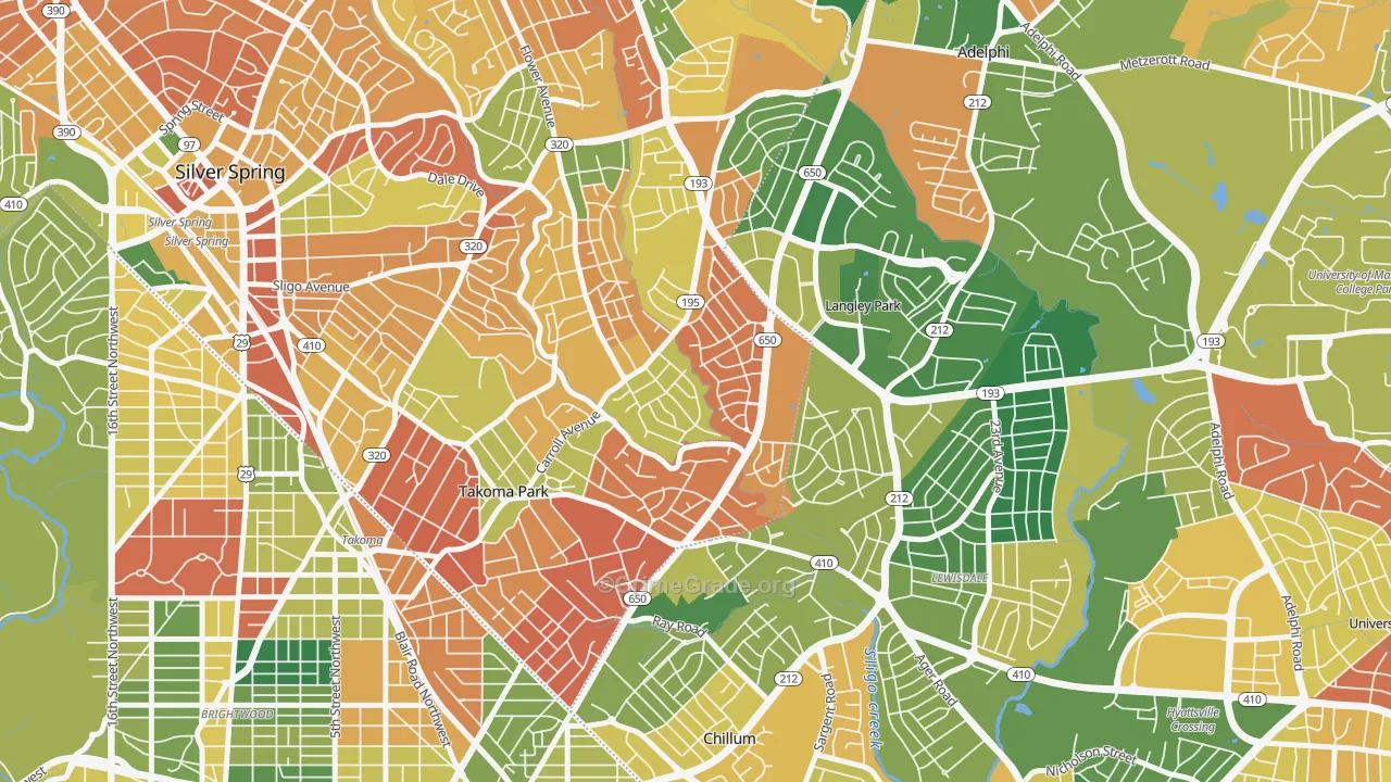 New Hampshire Gardens, Takoma Park, MD Map of Burglary Rates