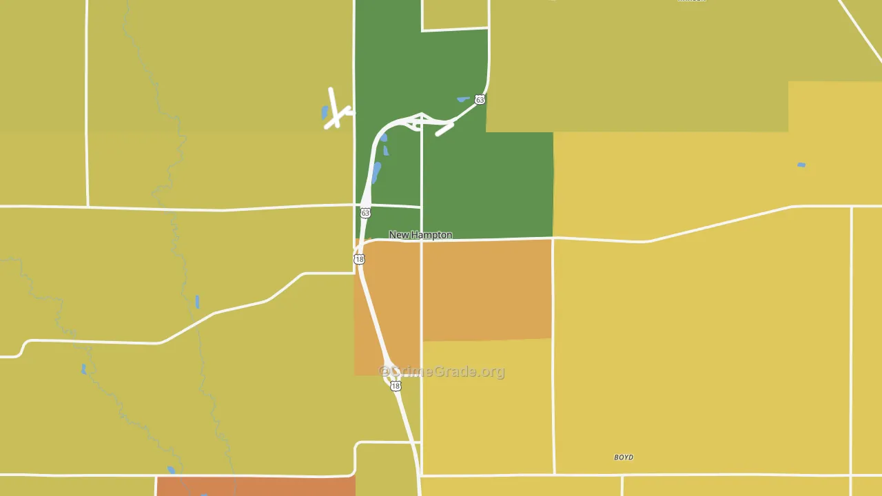 New Hampton, IA Map of Burglary Rates