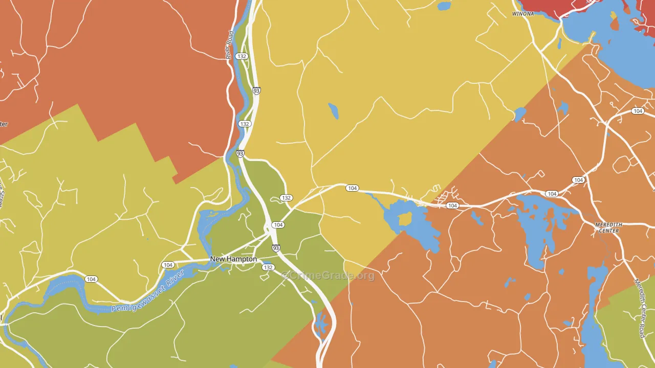 New Hampton, NH Map of Burglary Rates