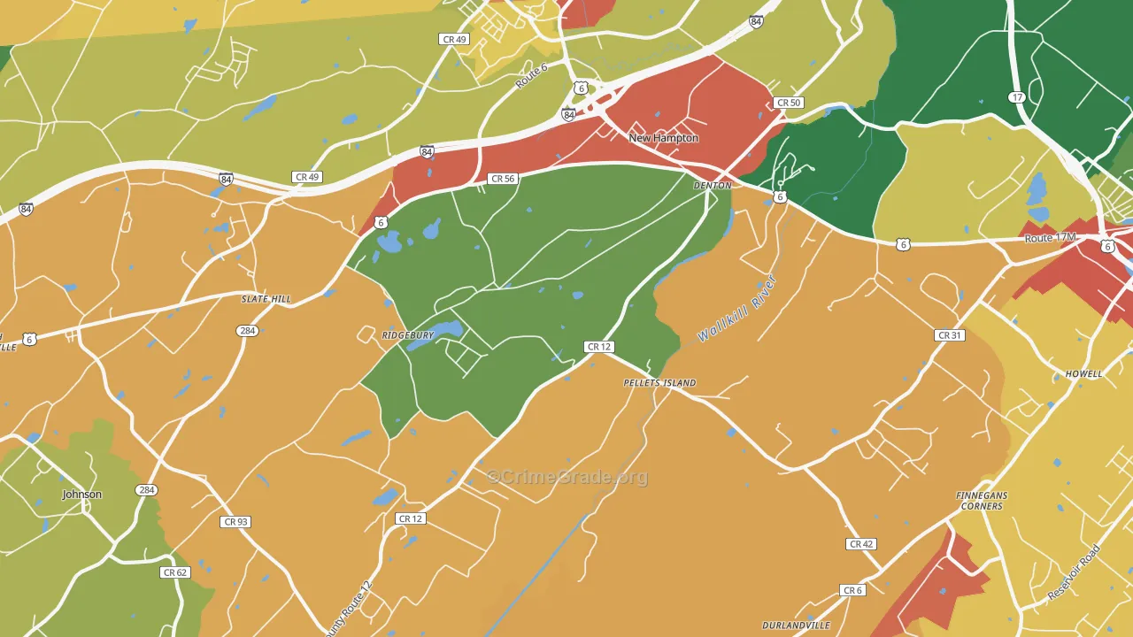 New Hampton, NY Map of Burglary Rates