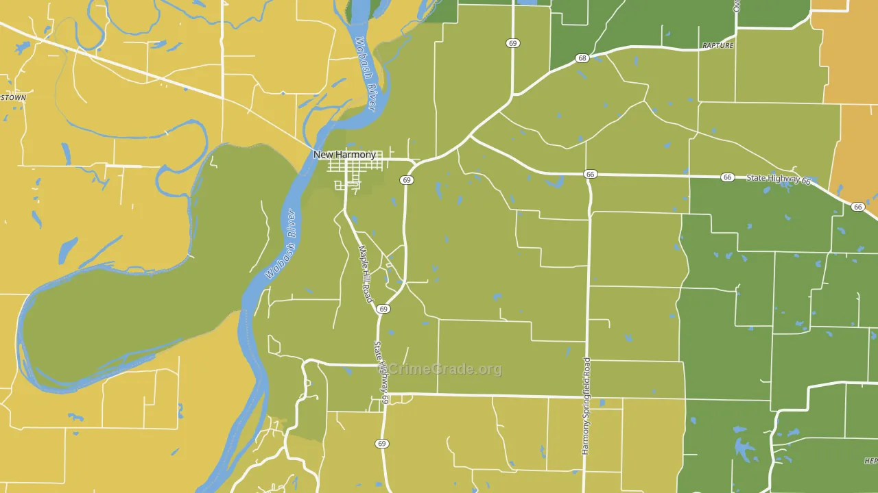 New Harmony, IN Map of Burglary Rates