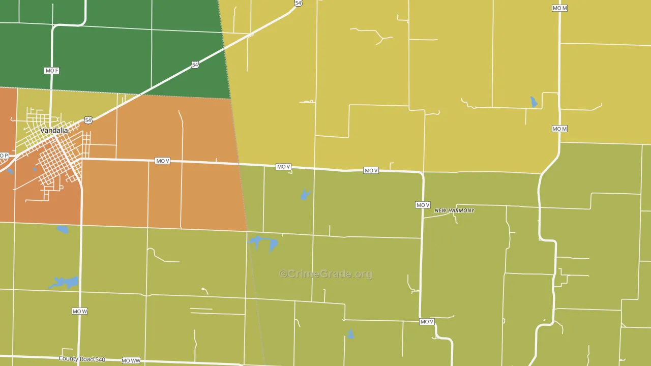 New Harmony, MO Map of Burglary Rates