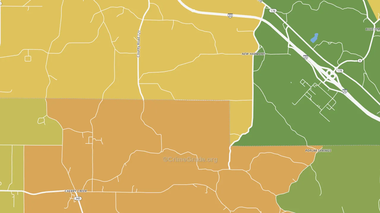 New Harmony, MS Map of Burglary Rates