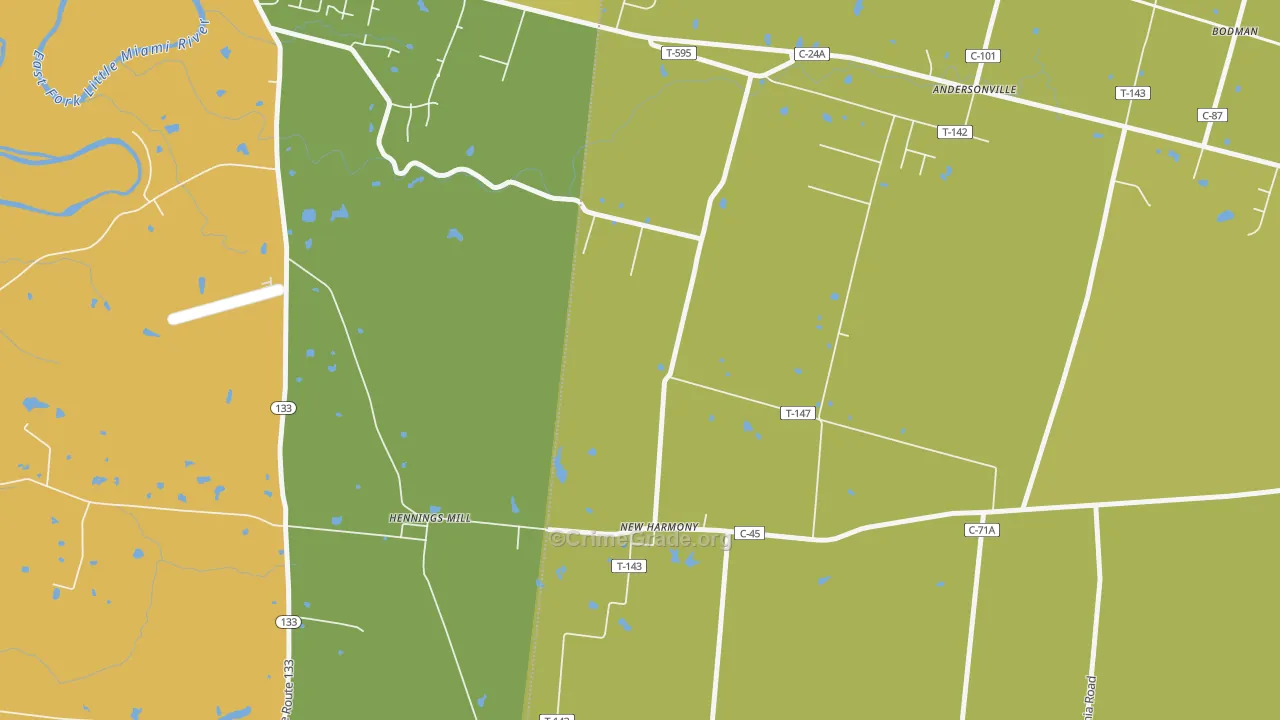 New Harmony, OH Map of Burglary Rates