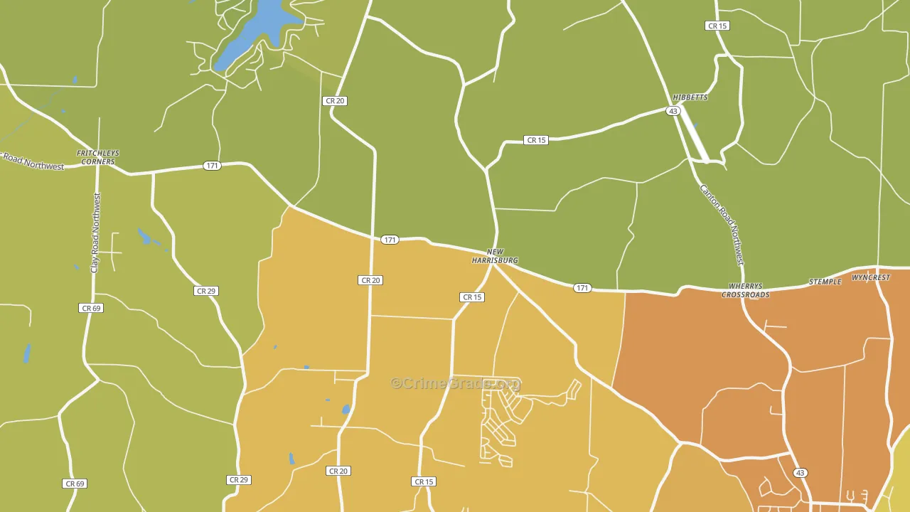 New Harrisburg, OH Map of Burglary Rates