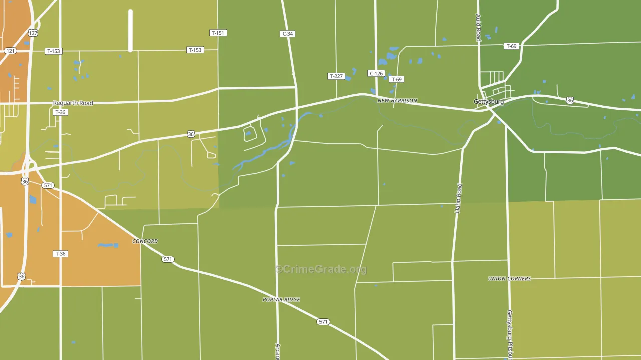 New Harrison, OH Map of Burglary Rates