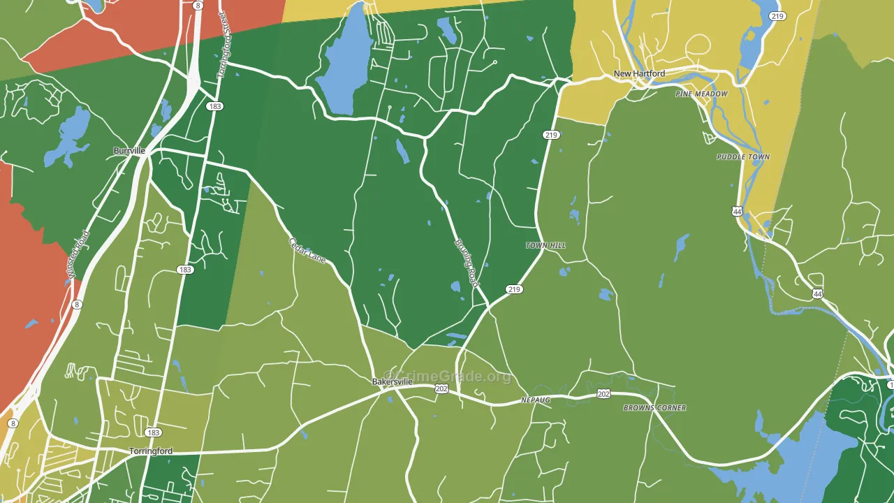 New Hartford, CT Map of Burglary Rates