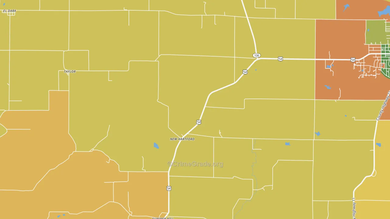 New Hartford, IL Map of Burglary Rates