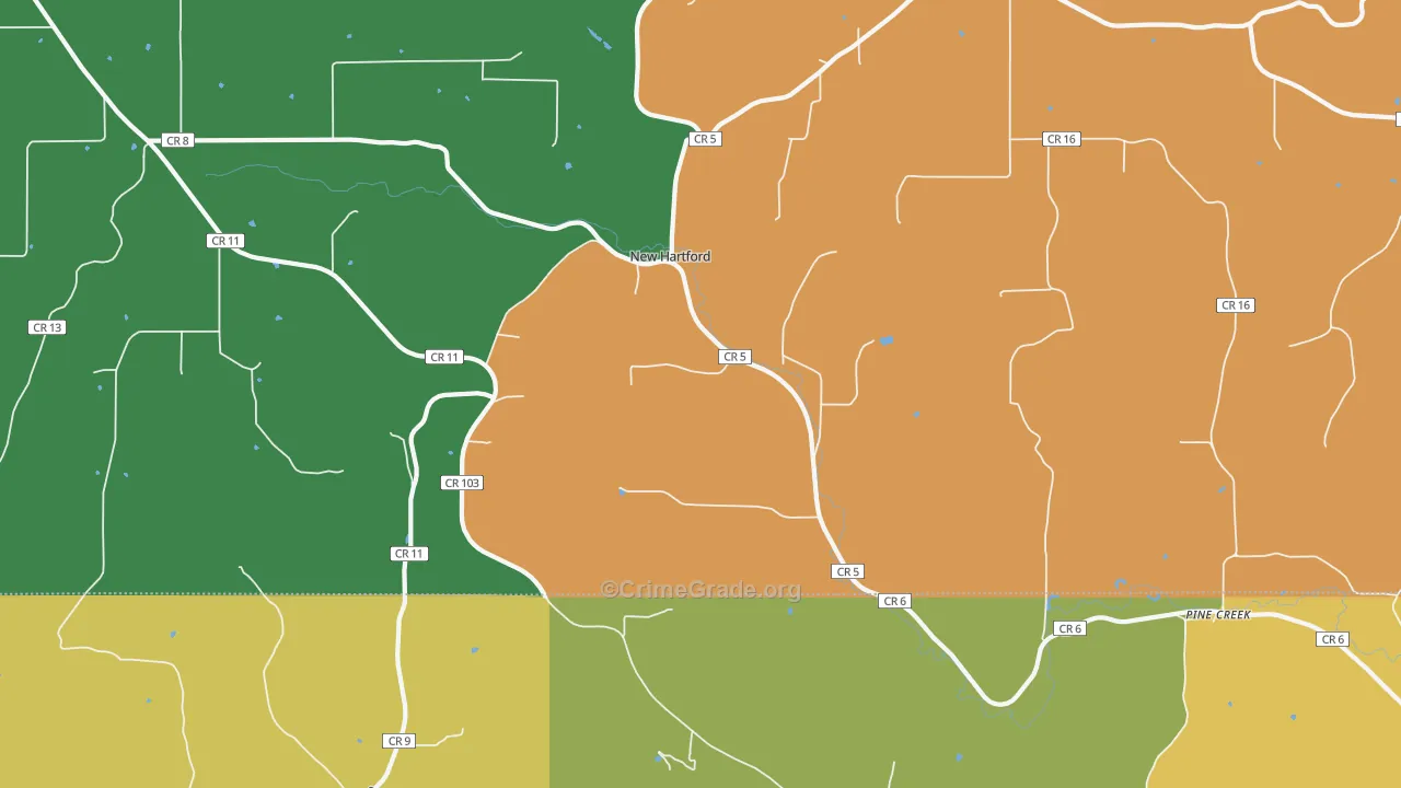 New Hartford, MN Map of Burglary Rates