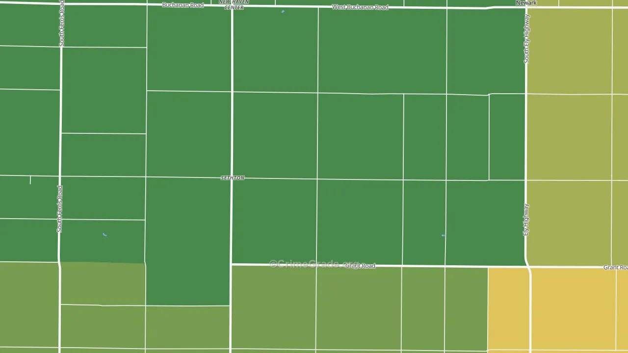 New Haven Center, MI Map of Burglary Rates