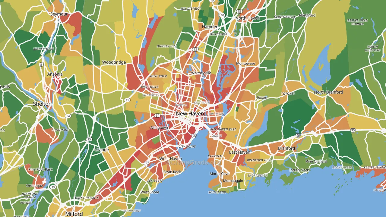New Haven, CT Map of Burglary Rates
