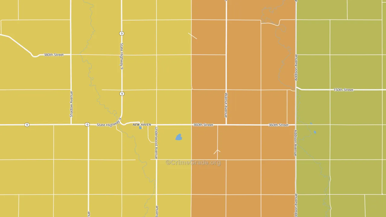 New Haven, IA Map of Burglary Rates