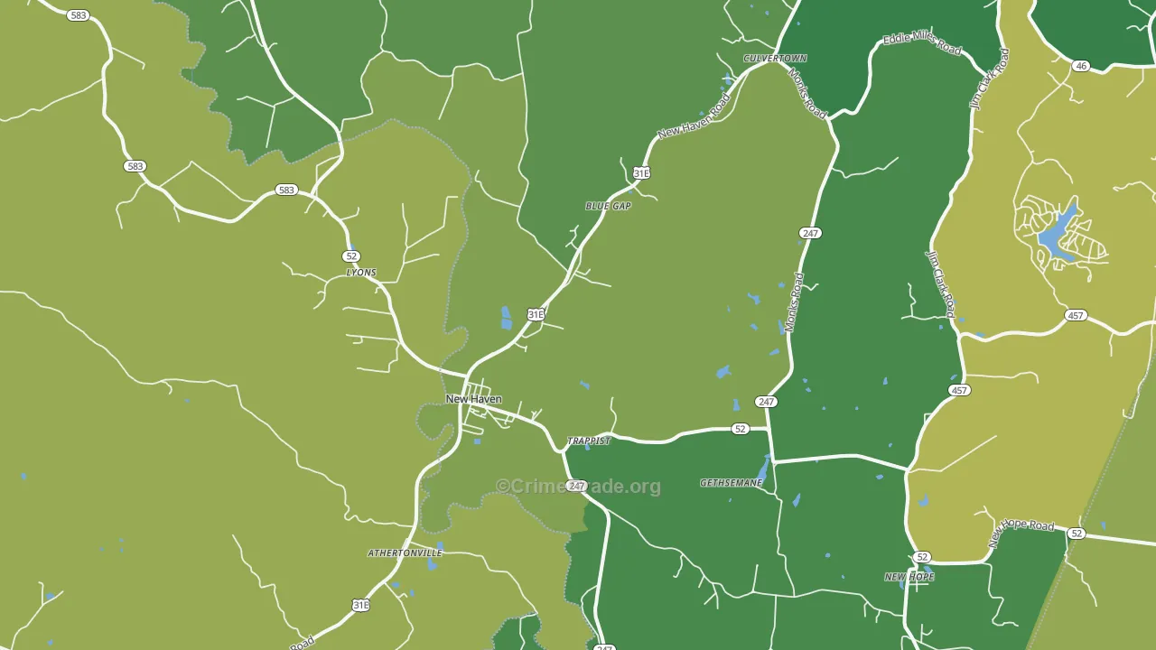 New Haven, KY Map of Burglary Rates
