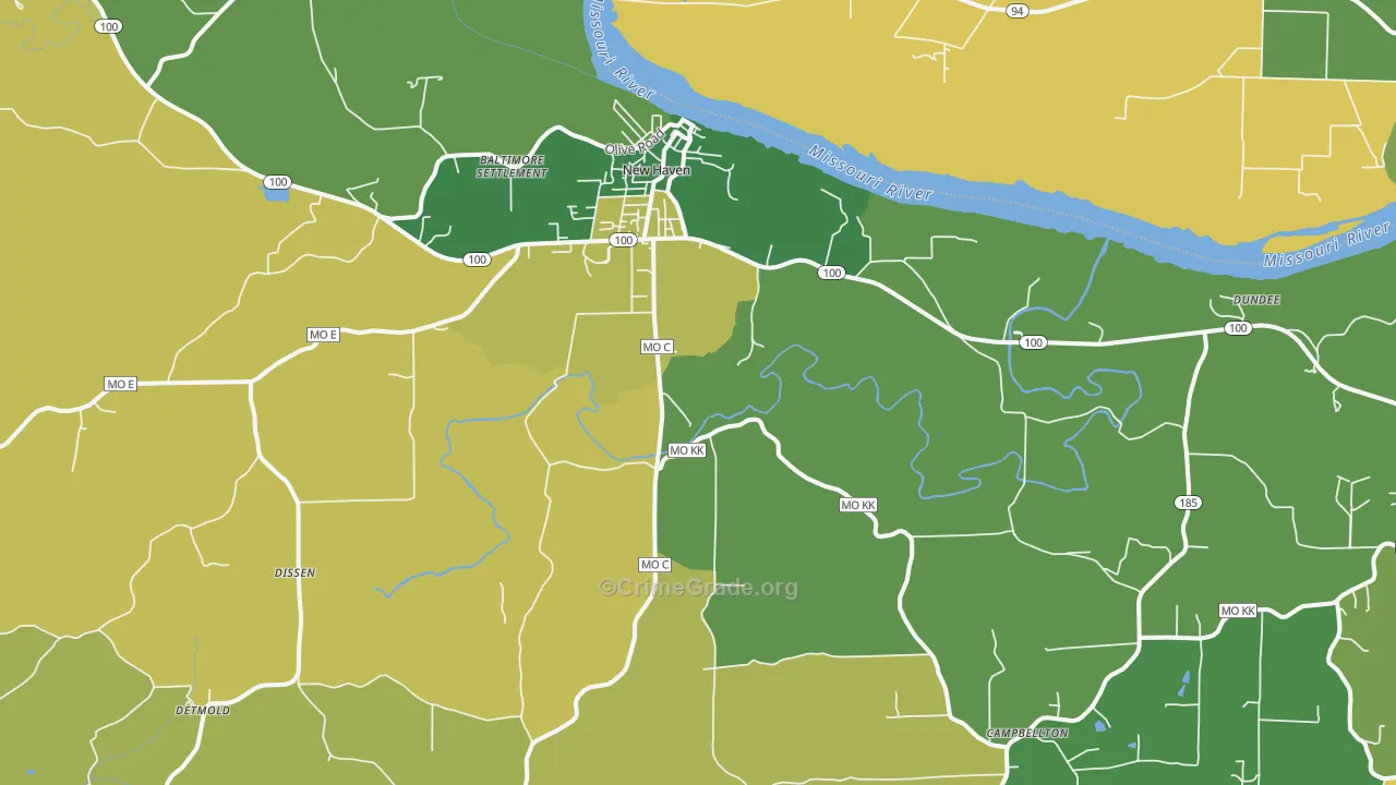 New Haven, MO Map of Burglary Rates