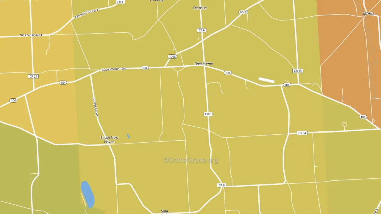 New Haven, NY Map of Burglary Rates