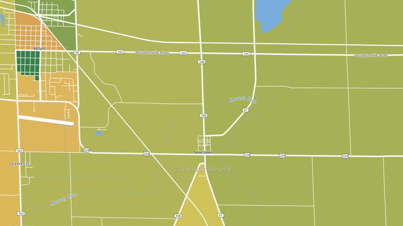 New Haven, OH Map of Burglary Rates