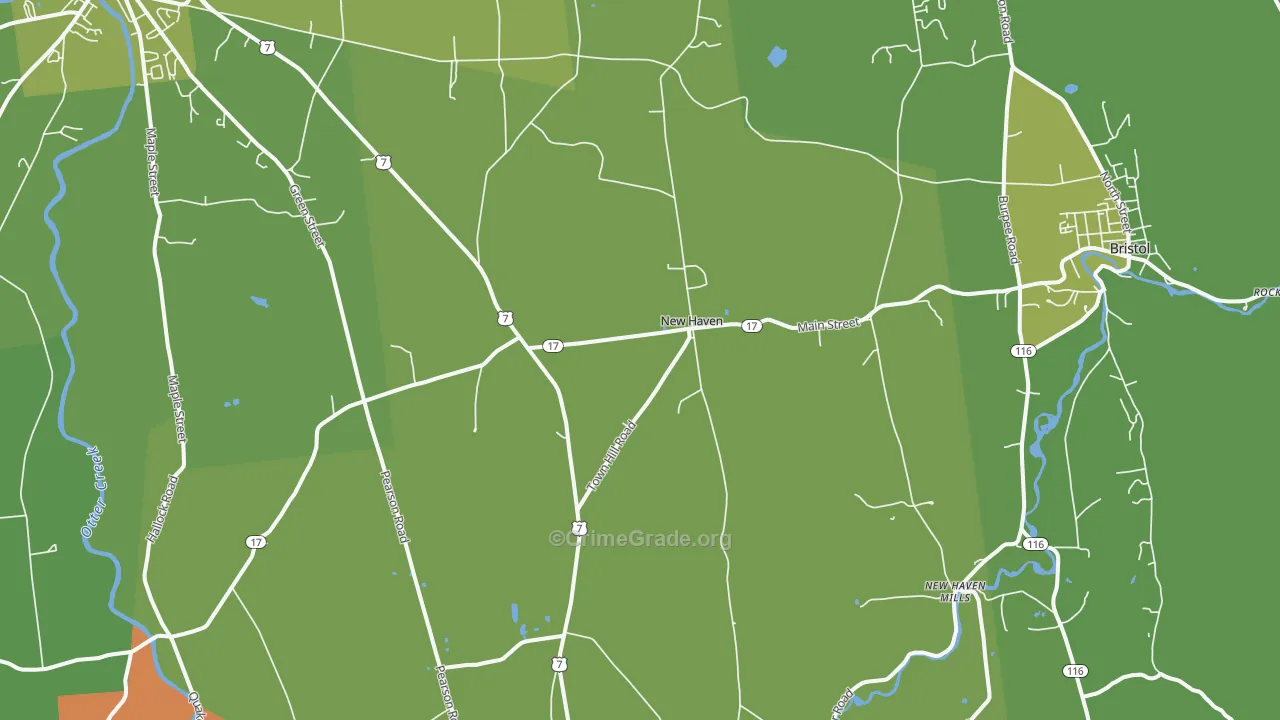 New Haven, VT Map of Burglary Rates