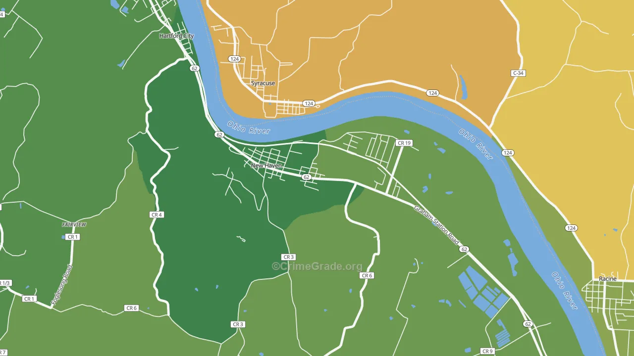 New Haven, WV Map of Burglary Rates
