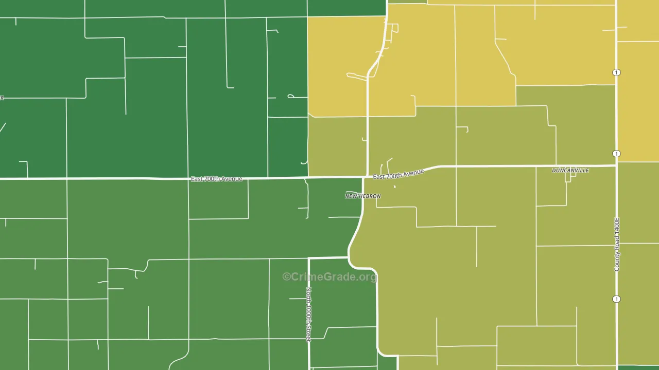 New Hebron, IL Map of Burglary Rates