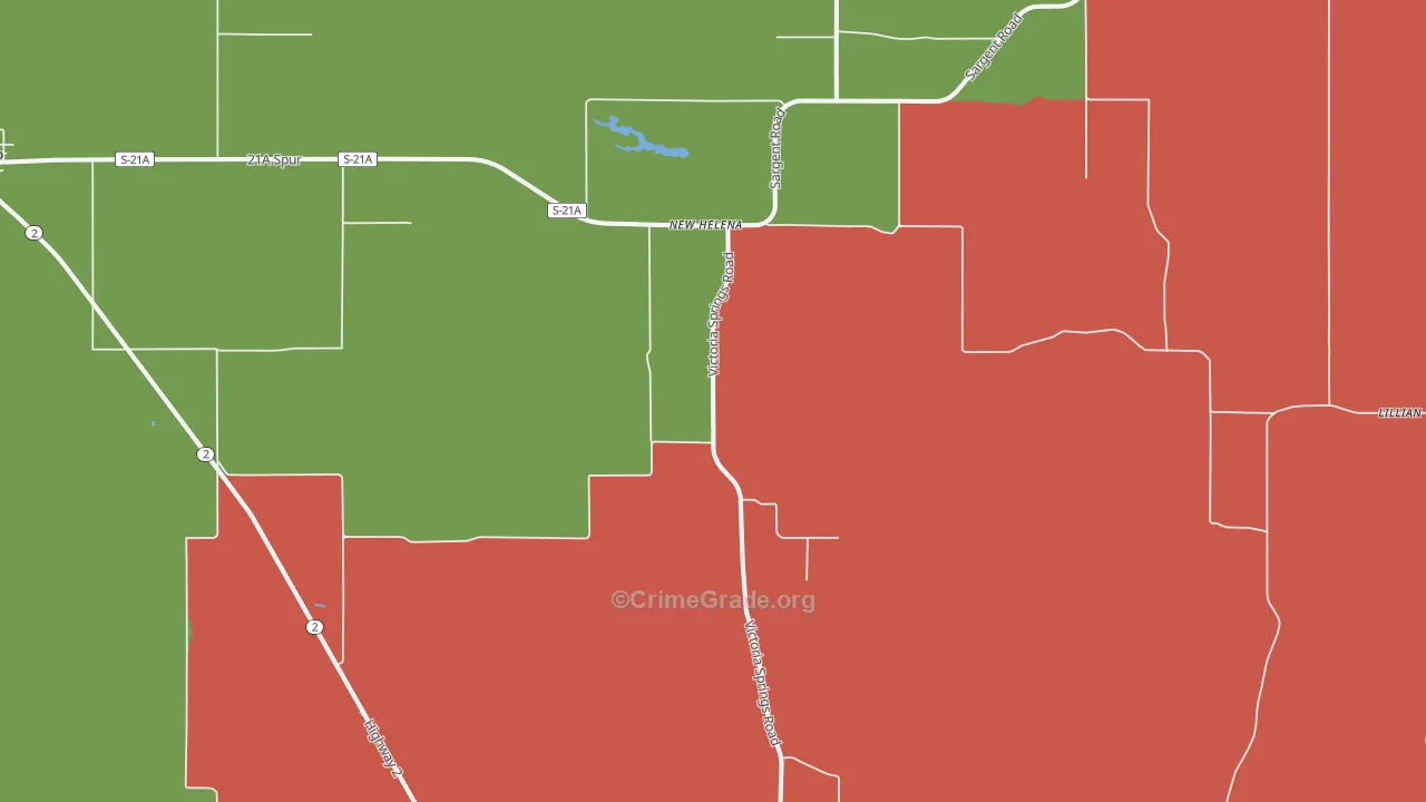 New Helena, NE Map of Burglary Rates